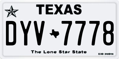 TX license plate DYV7778