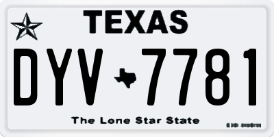 TX license plate DYV7781