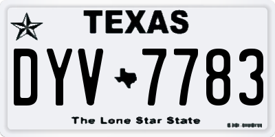 TX license plate DYV7783