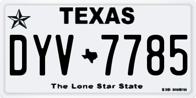TX license plate DYV7785