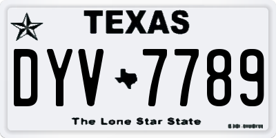 TX license plate DYV7789