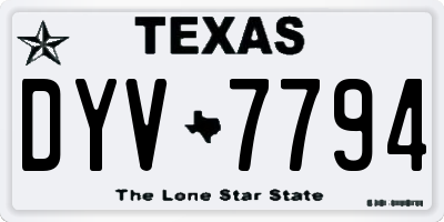 TX license plate DYV7794