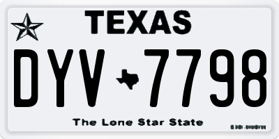 TX license plate DYV7798