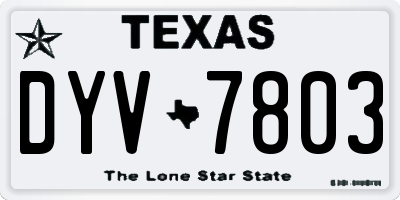 TX license plate DYV7803