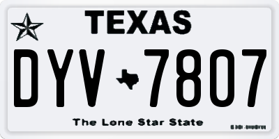 TX license plate DYV7807