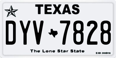 TX license plate DYV7828