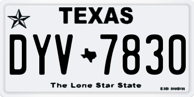 TX license plate DYV7830