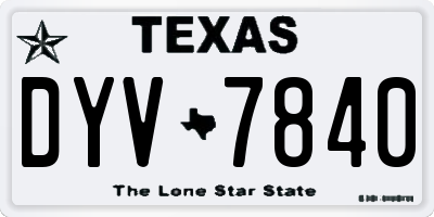 TX license plate DYV7840