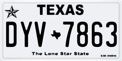 TX license plate DYV7863