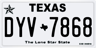 TX license plate DYV7868