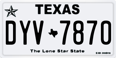 TX license plate DYV7870