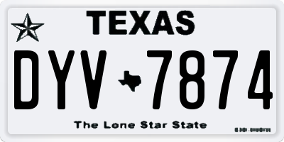 TX license plate DYV7874