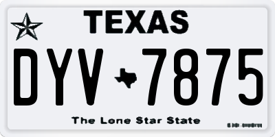 TX license plate DYV7875