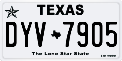 TX license plate DYV7905