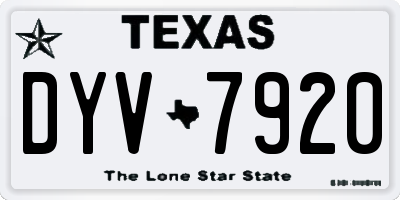 TX license plate DYV7920
