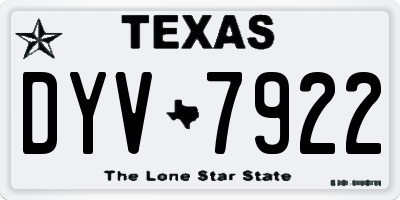 TX license plate DYV7922
