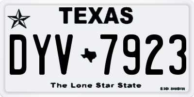 TX license plate DYV7923