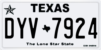 TX license plate DYV7924
