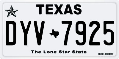 TX license plate DYV7925