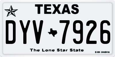 TX license plate DYV7926