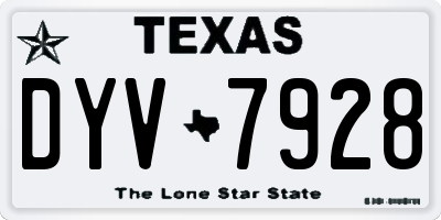 TX license plate DYV7928