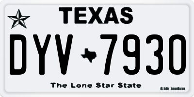 TX license plate DYV7930