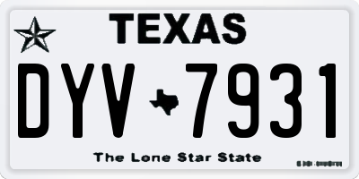 TX license plate DYV7931