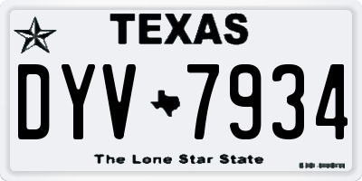 TX license plate DYV7934