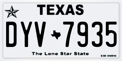 TX license plate DYV7935