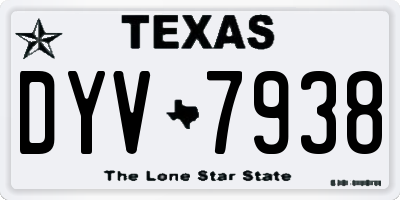 TX license plate DYV7938