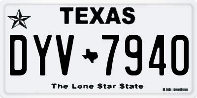 TX license plate DYV7940