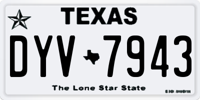 TX license plate DYV7943