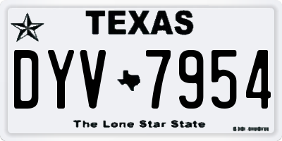 TX license plate DYV7954