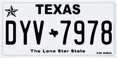 TX license plate DYV7978