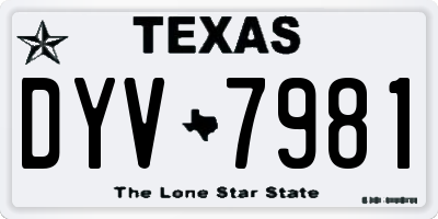 TX license plate DYV7981