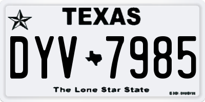 TX license plate DYV7985