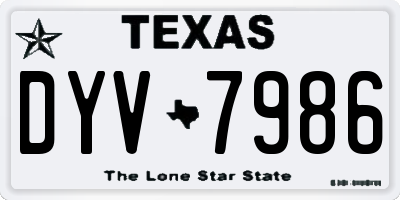 TX license plate DYV7986
