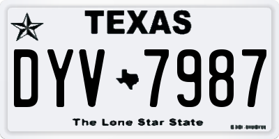 TX license plate DYV7987