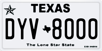TX license plate DYV8000