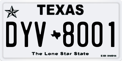 TX license plate DYV8001