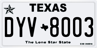 TX license plate DYV8003
