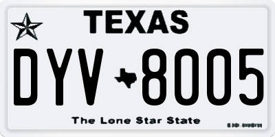 TX license plate DYV8005