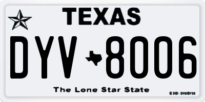 TX license plate DYV8006