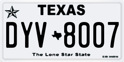 TX license plate DYV8007