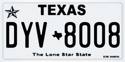 TX license plate DYV8008