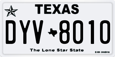 TX license plate DYV8010