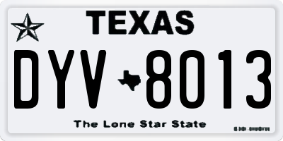 TX license plate DYV8013