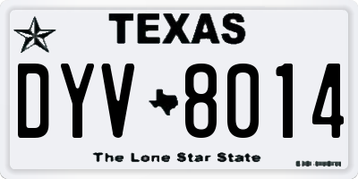 TX license plate DYV8014