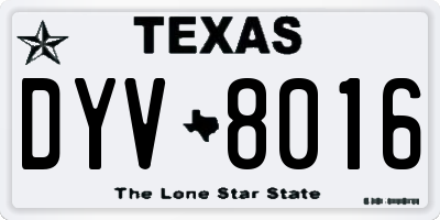 TX license plate DYV8016