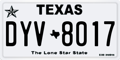 TX license plate DYV8017